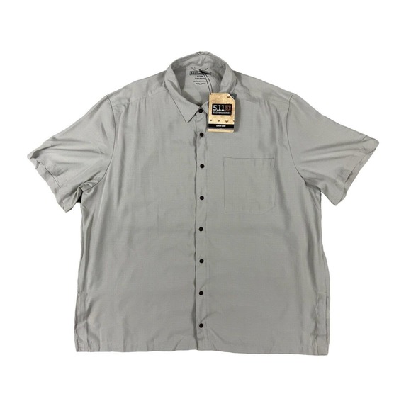 5.11 Tactical Series Covert Casual Men Button Up Short Sleeve Shirt Beige Sz 2XL - Picture 1 of 7